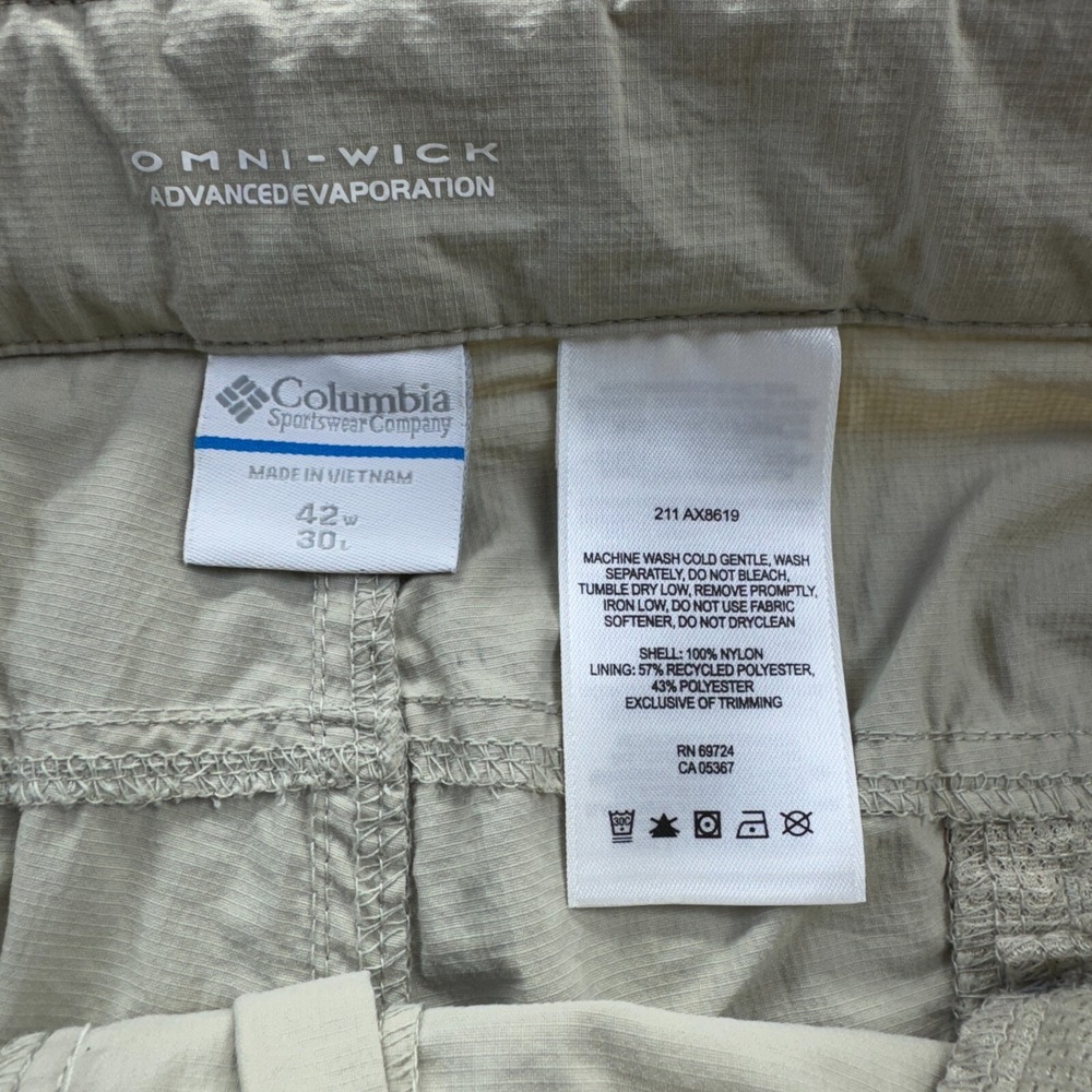 Columbia Silver Ridge Convertible Pants Men 40x29 Belted Hiking Cargo Beige Work - Picture 5 of 12